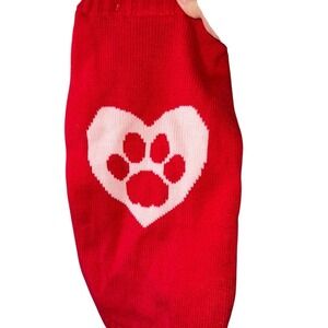 Top Paw Holiday Knit Dog Sweater - Red Heart Paw‎ Print Pullover Puppy medium
